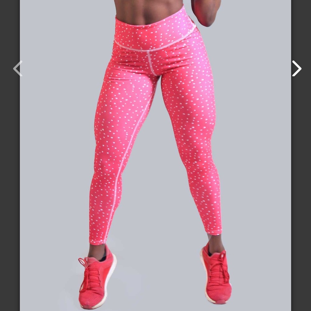 Hot Pink White Dots leggings